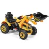 COSTWAY 12V Tracteur Electrique Enfants avec Pelle Flexible, Voiture Tractopelle Enfants avec Vitesse Réglable, Siège Confort