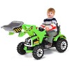 COSTWAY 12V Tracteur Electrique Enfants avec Pelle Flexible, Voiture Tractopelle Enfants avec Vitesse Réglable, Siège Confort