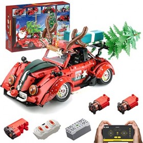 SINI Briques de construction techniques - Voiture de sport avec lumière LED - Sapin de Noël amovible - 2870 pièces 1:10 - Rou