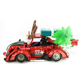 SINI Briques de construction techniques - Voiture de sport avec lumière LED - Sapin de Noël amovible - 2870 pièces 1:10 - Rou