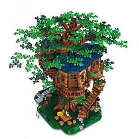 Construction Modulaire De Maisons dans Les Arbres, 3117 Pièces, Blocs De Maison Créative De Bricolage avec Éclairage LED Télé