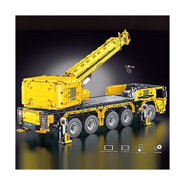 DAXX Technic Grue Mobile Jeu de Construction, avec 8 Moteurs, Véhicule de Chantier RC Télécommandé, 3711 Pièces Blocs Compati