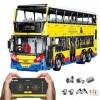 FYHCY Bus technologique télécommandé avec Moteurs, Grands Blocs de jonction modèle Bus à impériale technologique, Ensemble de