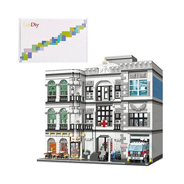 Novaray Technique Architecture Vue Européenne Vue des Rues Européennes Kit de Construction Hôpital Durgence, 4953 Pièces MOC