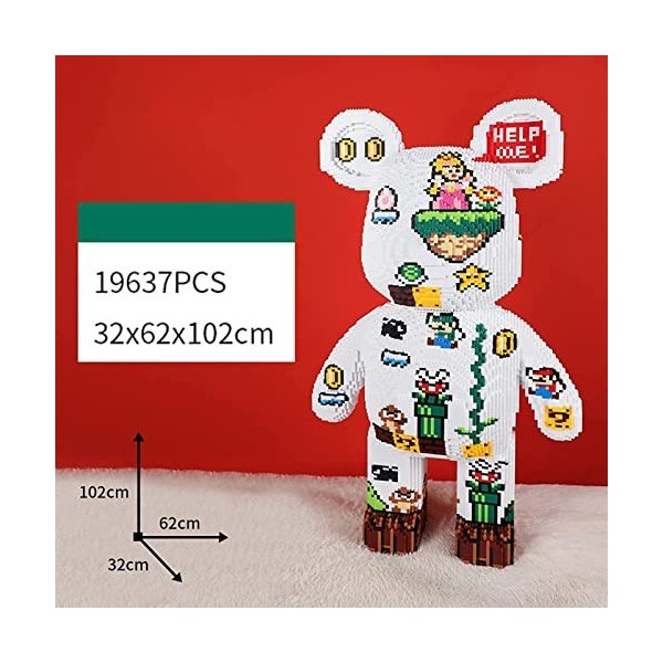 Intees Bearbrick Blocs Construction Ours,102Cm Violent Bear Assemblée Toy Éducatifs Main Bricolage Numéro Jouet Cadeau Collec