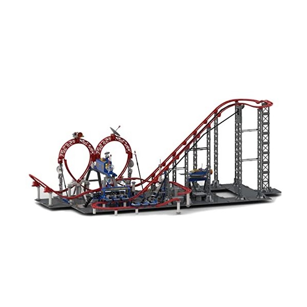 FATOX Technique Montagnes russes avec looping et modèle moteur, MOC-99505 Rollercoaster Fairground Architecture Briques Kit d