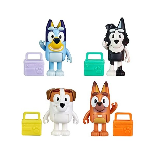 Bluey School Friends – Lot de 4 camarades décole, Figurines de 6,3 à 7,6 cm, 17339, Multicolore