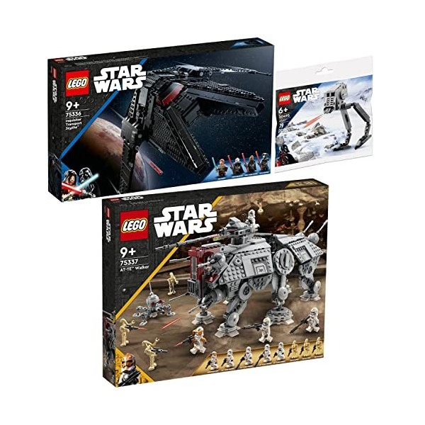 BRICKCOMPLETE Lego Star Wars 75336 Lot de 3 navires de transport Scythe du grand inquisiteur, 75337 at-TE Walker & 30495 at-S