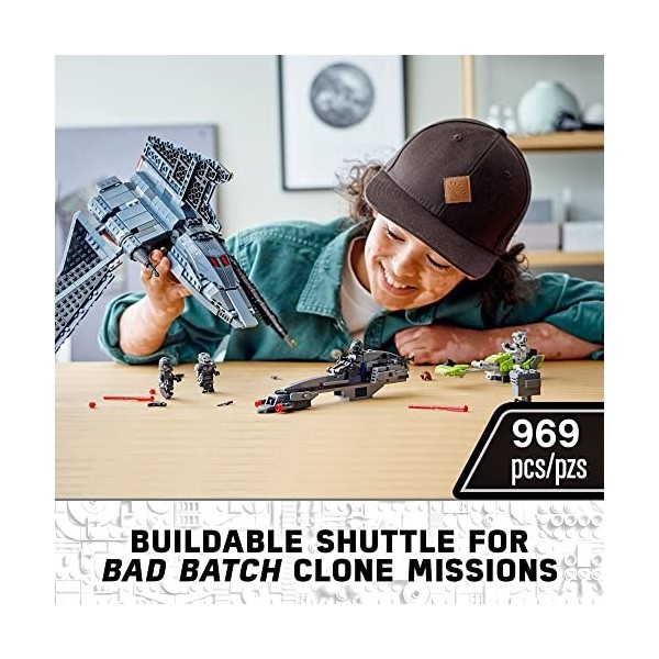 LEGO Star Wars The Bad Batch Attack Shuttle 75314 Awesome Toy with 2 Speeders Minifigures of Bad Batch Clones 969 Pieces 