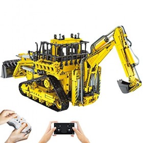 DAXX Technic Excavatrice Jeu de Construction, Bulldozer & Pelle 2 en 1, Véhicule de Chantier RC Télécommandé, 3963 Pièces Blo
