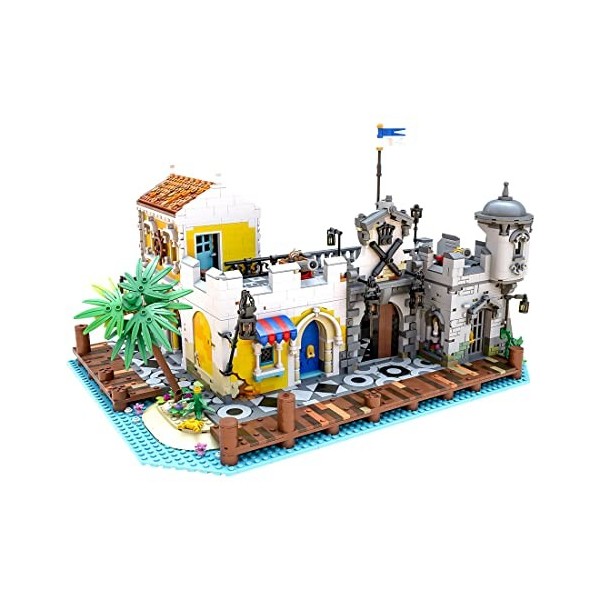 MayB Ville Pirate Médiévale - Jeu de Construction de Château Médiéval pour Adultes, Modèle de Collection de Jouets Pirate Com