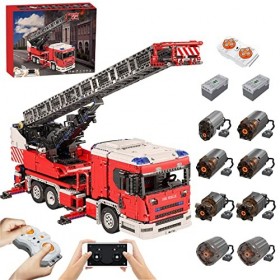 MSEI Technic Camion de Pompier 4886 + pièces DIY City Camion déchelles dincendie Jouet Modèle de Blocs de Construction Comp
