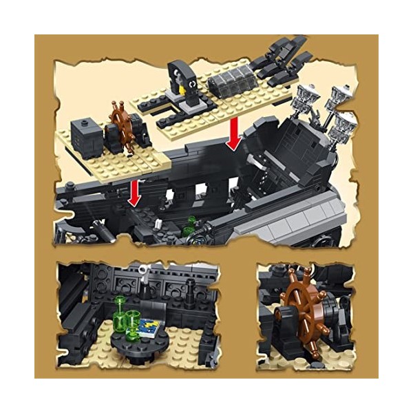 YANYUESHOP Technic Kit de Construction de Bateau Pirate, 3423 pièces Grand kit de Pirate Noir, Compatible avec Lego Technic