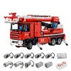 SRYC Kit de construction de camion de pompier, 4629 pièces, technique télécommandée, avec fonction de pulvérisation deau, bl