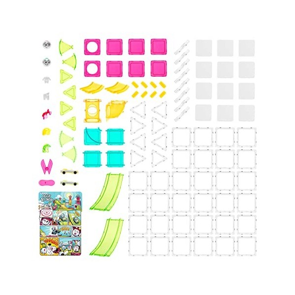 SQUAREGLES Essential Starter Set de 105 pièces de construction magnétiques pour enfants de 4 à 12 ans, kit de construction, c