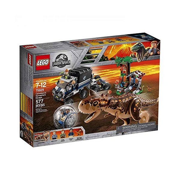 Lego Jurassic World Le Carnotaurus et la fuite en Gyrosphère 75929 577 pièces 