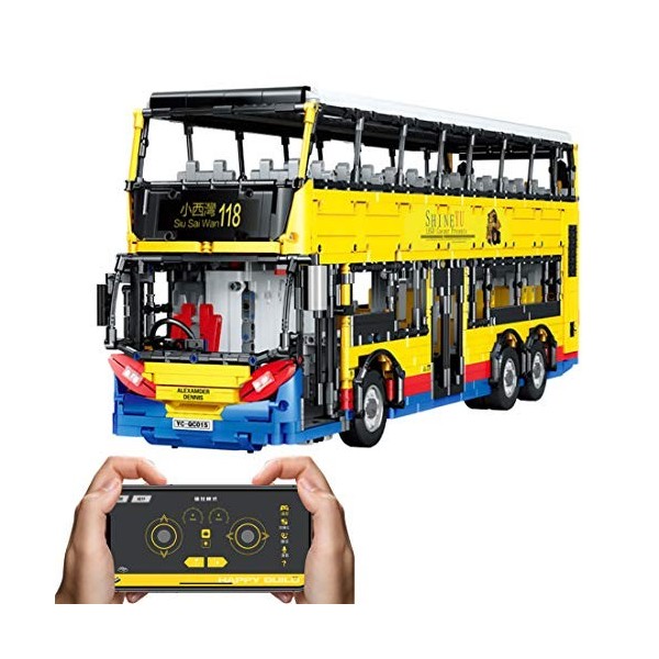 WangSiwe Blocs de Construction de Bus À Deux Étages Technic, Bus À Deux Étages Télécommandé 2.4G, Kits de Construction Compat