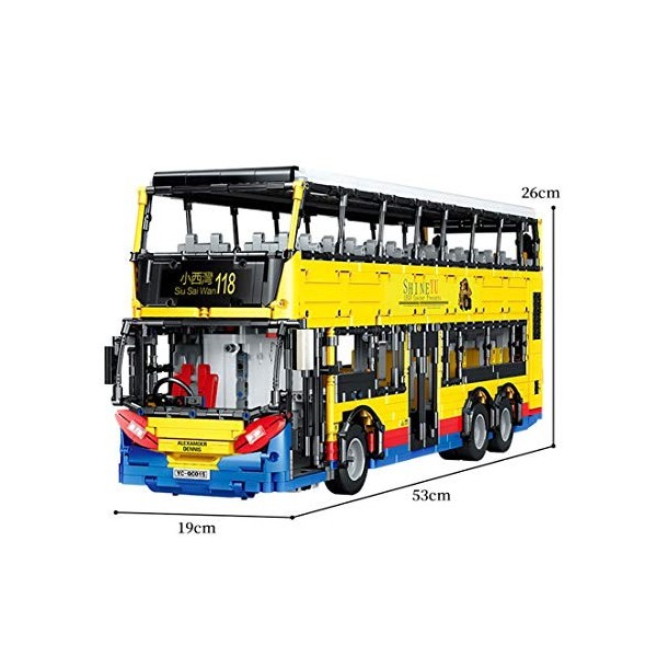WangSiwe Blocs de Construction de Bus À Deux Étages Technic, Bus À Deux Étages Télécommandé 2.4G, Kits de Construction Compat