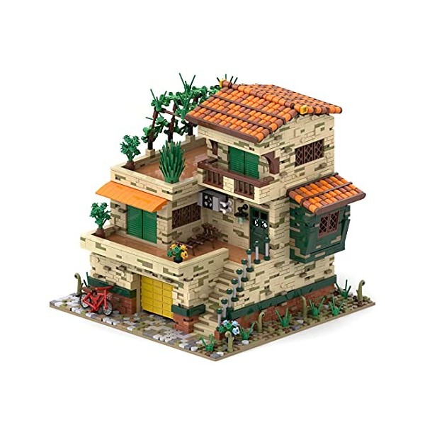 LIJI Blocs de construction modulaire pour maison, MOC-72235, 3314 + peinture de rue de style italien, kit de modélisation, bl