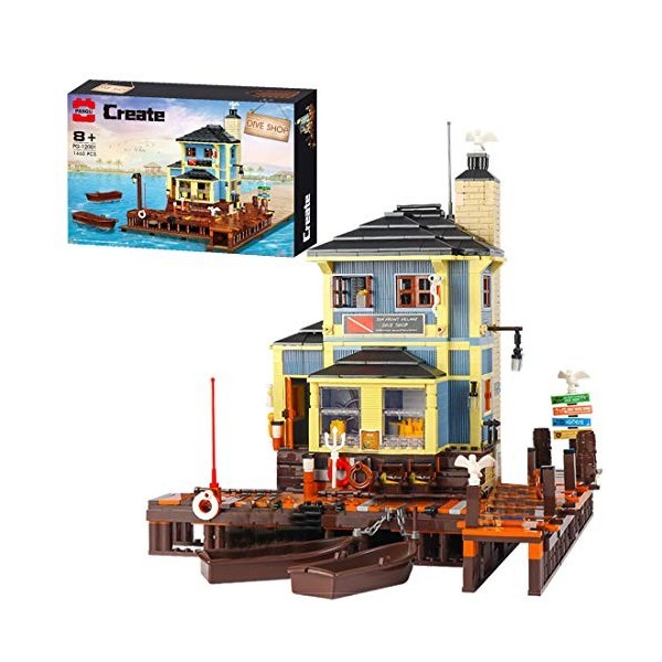 YANYUESHOP Blocs de Construction de Maison - 3281 pièces Atelier de réparation de Chantier Naval Vue sur la Rue, Ensemble de 