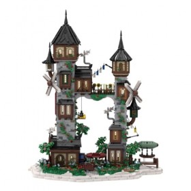 Explorers Modèle de château darchitecture médiévale, vue de rue modulaire, kit de construction, cadeaux pour adultes et enfa