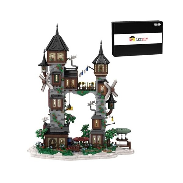 EnWind Modèle de ville médiévale, maison de pirate, blocs de construction modulaires, compatibles avec larchitecture Lego, 4