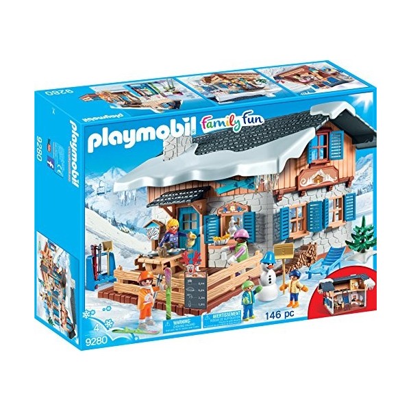 Playmobil Chalet avec skieurs, Multicolore, Taille Unique