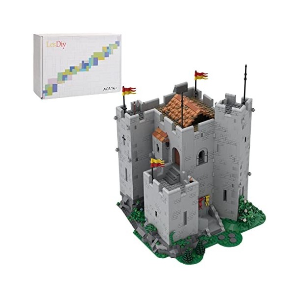 LAKIN Château Normand Jeu de Construction, Grand Jeu de Briques de Thème Médiéval, 3297+Pièces Blocs de Construction Compatib