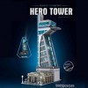 Kit Blocs Construction Darchitecture Hero Tower,Bricolage Blocs Serrage Tour Héros Modèle 9 Niveaux Avec LED Lumière 5883 Pi