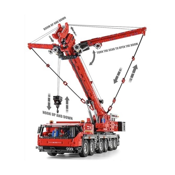 Liebherr LTM Mobile Telegrue Robinet De Levage Robinet Rouge Moule King 17013 | Kit de Construction | Compatible LEGO® Techni
