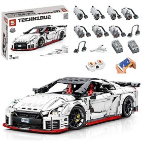 Kit de construction pour Nissan GTR Technic - 4098 pièces - Technologie 1:8 - Jouet de construction compatible avec Lego Tech