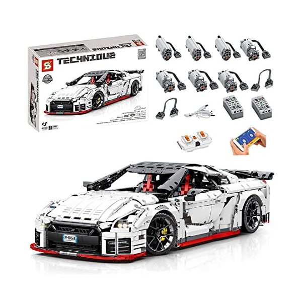 Kit de construction pour Nissan GTR Technic - 4098 pièces - Technologie 1:8 - Jouet de construction compatible avec Lego Tech