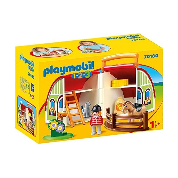 Playmobil 1.2.3 70180 Centre équestre transportable 1.2.3 1.2.3-18-36 Mois Ses Premiers