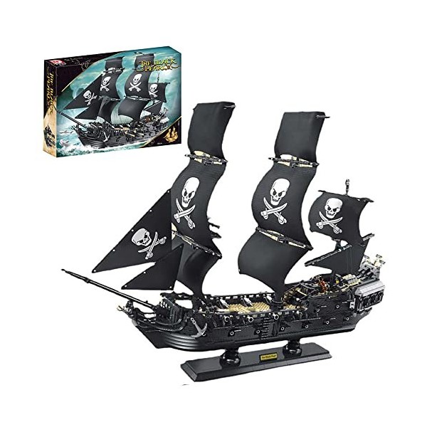 Les kits de blocs de construction Black Pearl, jouet dassemblage de bateau de pirates pour adolescents et adultes, constitue