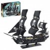 Les kits de blocs de construction Black Pearl, jouet dassemblage de bateau de pirates pour adolescents et adultes, constitue