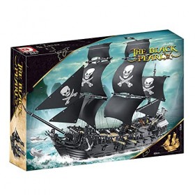 Les kits de blocs de construction Black Pearl, jouet dassemblage de bateau de pirates pour adolescents et adultes, constitue