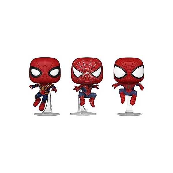 Funko Pop! Marvel: Spiderman No Way Home 2021 - Spider-Man - 3PK - Leaping SM - Exclusivité Amazon - Figurine en Vinyle à Col