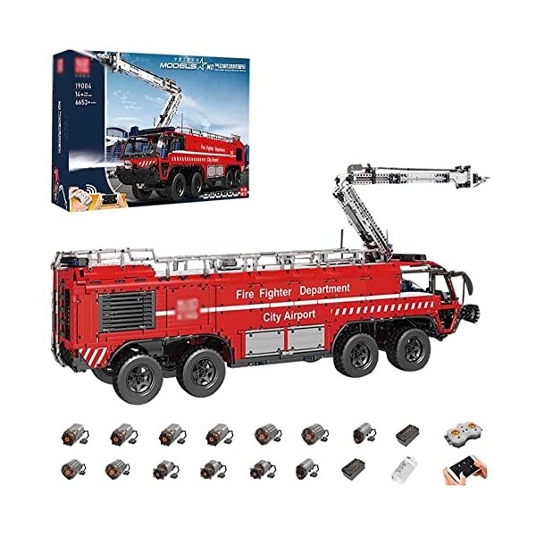 FYHCY Camion de Pompiers avec 13 Moteurs, modèle de Camion de Pompiers pneumatique MK 19004, 6653 pièces avec kit de Construc