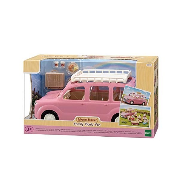 Sylvanian Families - Le Monospace Rose et Set de Pique-Nique - 5535 - Véhicule - Mini Poupées