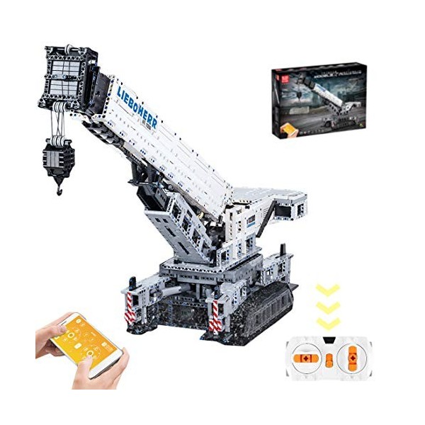 Likecom Technic Grue sur Chenilles Télécommandée Jeu de Construction, 2.4Ghz Double RC Grue sur Chenilles, 4000Pièces Blocs d