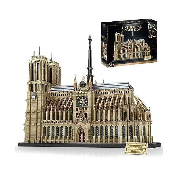 THEGO MOC – Ensemble de blocs de construction modulaires célèbres, série darchitecture de cathédrale Notre-Dame – Kit de con