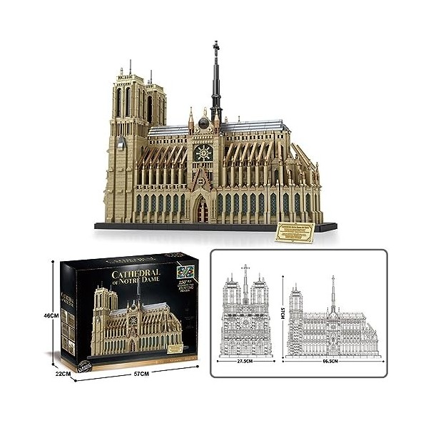 THEGO MOC – Ensemble de blocs de construction modulaires célèbres, série darchitecture de cathédrale Notre-Dame – Kit de con