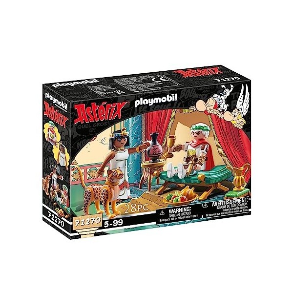 Playmobil 71270 Astérix : César et Cléopâtre, Un léopard et Une longuechaise pour la Reine, Jouet pour Enfants à partir de 5 