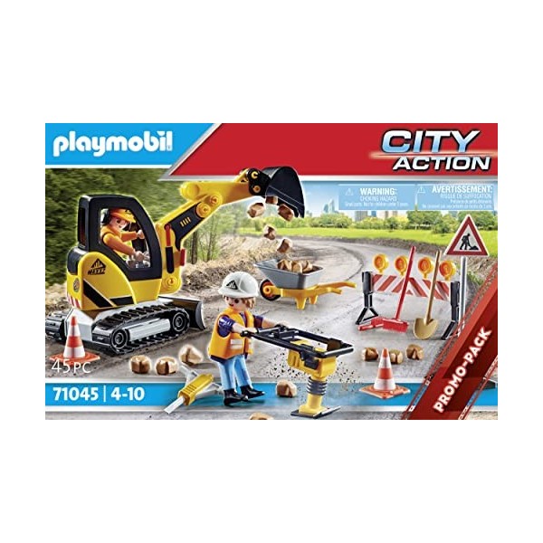 Playmobil 71045 Ouvriers de voirie - City Action - Travaux de Chant