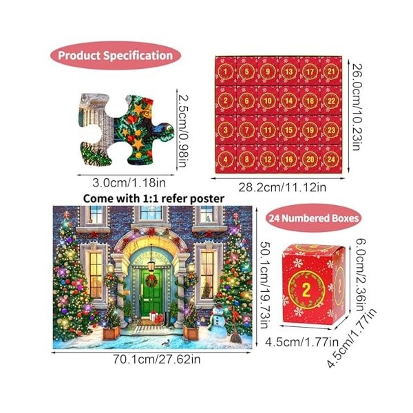 Calendrier De Lavent 2023 Puzzle De Noël - 1008 Pièces Calendrier Du Compte À Rebours Du Puzzle De Noël, Calendrier De Lave