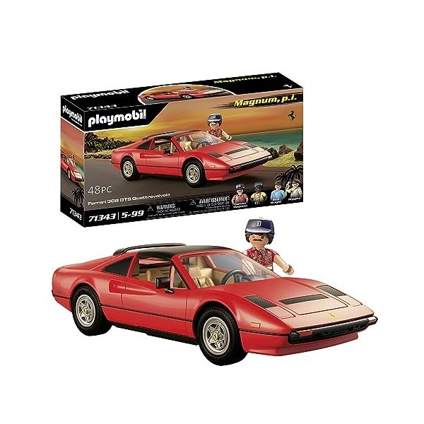 Playmobil 71343 Magnum, p.i. Ferrari 308 GTS Quattrovalvole, Voiture légendaire, Pièce de Collection pour Les Fans de Voiture