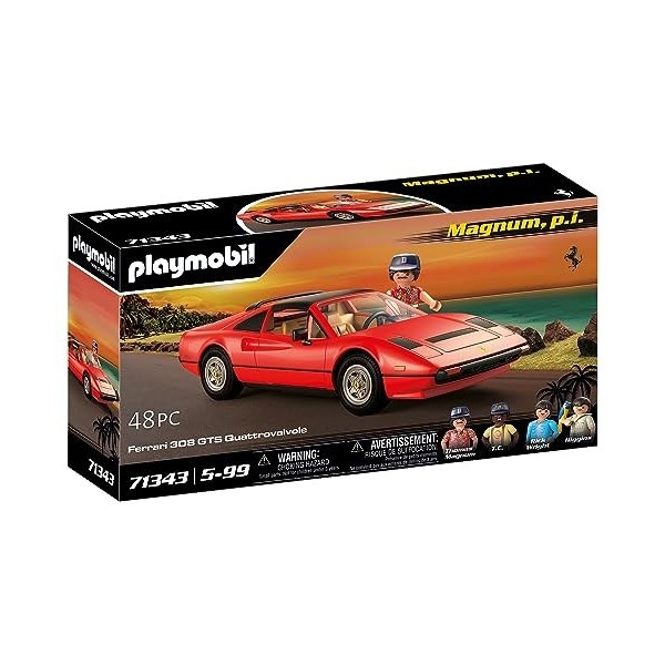 Playmobil 71343 Magnum, p.i. Ferrari 308 GTS Quattrovalvole, Voiture légendaire, Pièce de Collection pour Les Fans de Voiture