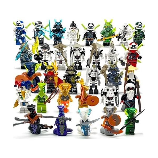 Solati 1 lot de 24 figurines Nija pour fans de films Ninjago avec armes Nija, blocs de construction à collectionner pour garç