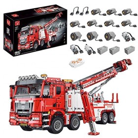 Mysta Technic Véhicule de Secours Incendie Blocs de Construction, 2.4Ghz Télécommande Camion Modèle avec Moteur, 5030+ Pièces