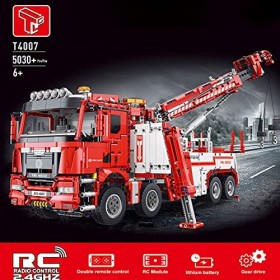 Mysta Technic Véhicule de Secours Incendie Blocs de Construction, 2.4Ghz Télécommande Camion Modèle avec Moteur, 5030+ Pièces